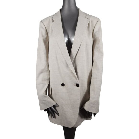 Theory NWT Oat Melange Linen Double Breasted Blazer Jacket 14 - Picture 3 of 9